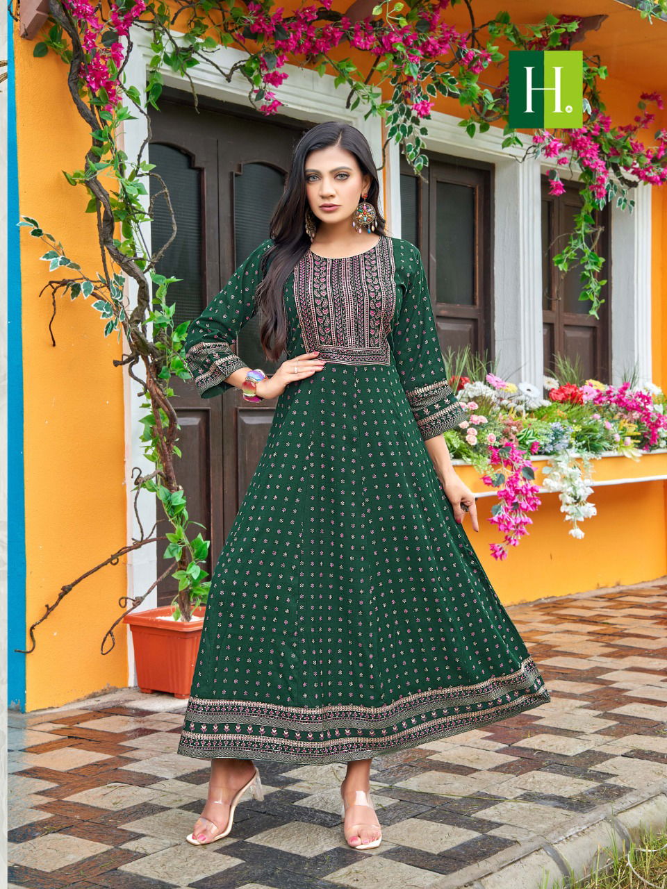 Hirwa Samantha 2 Rayon Festival Wear Long Anaraklai Kurti Collection